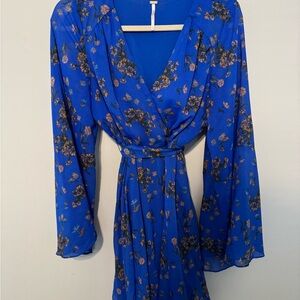 ❤️SALE Free People Floral Blue Dress - Large / BEAUTIFUL 🔥